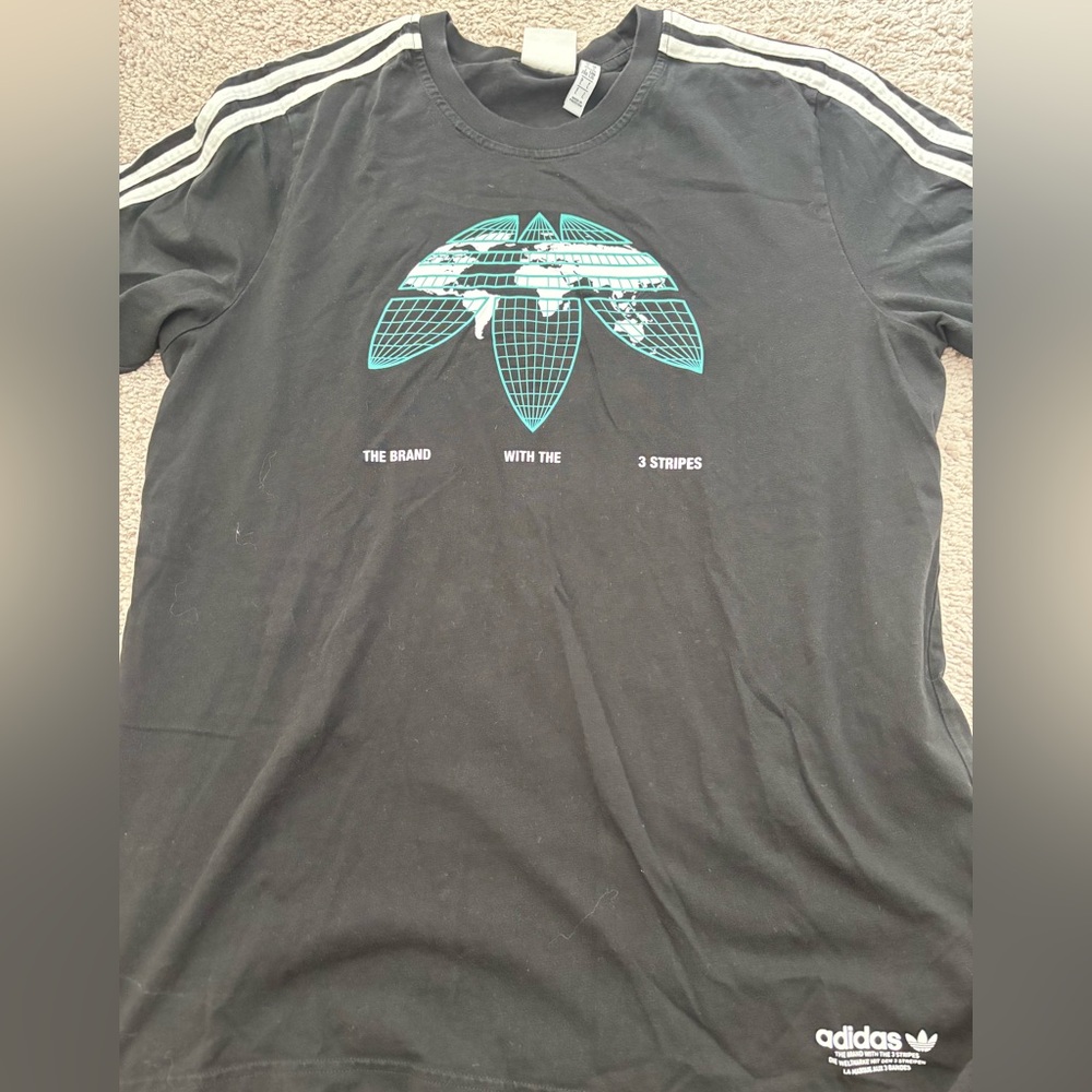 Adidas Black Tee with Teal Graphic